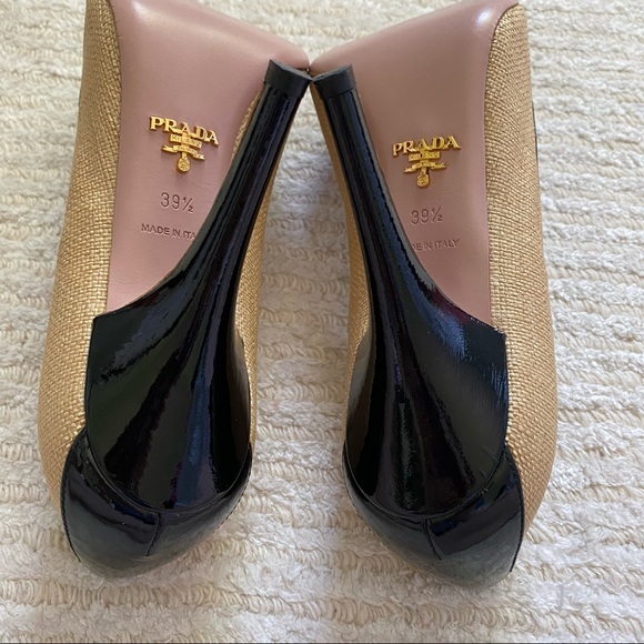 Prada peep toe raffia pumps - Picture 14 of 16